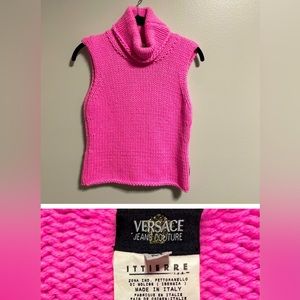Versace Jeans Couture Hot Pink Sleeveless Sweater Tank Top